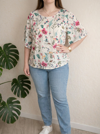 Top Armand Thiery - L - Crème imprimé fleuri -