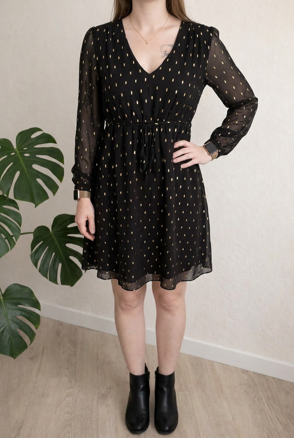 Robe Casual Glamorous - M - Noir Et Doré -