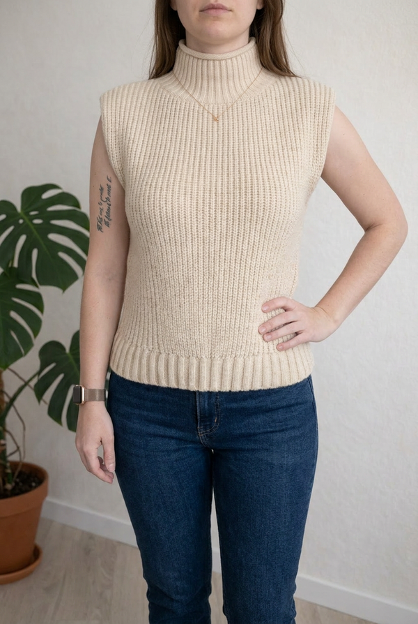 Pull sans manches Kiabi - S - Crème