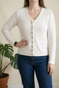Gilet Lanamoden - M - Blanc - maille ajourée