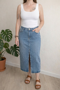 Jupe longue en jean F&f - 38 - Bleu -