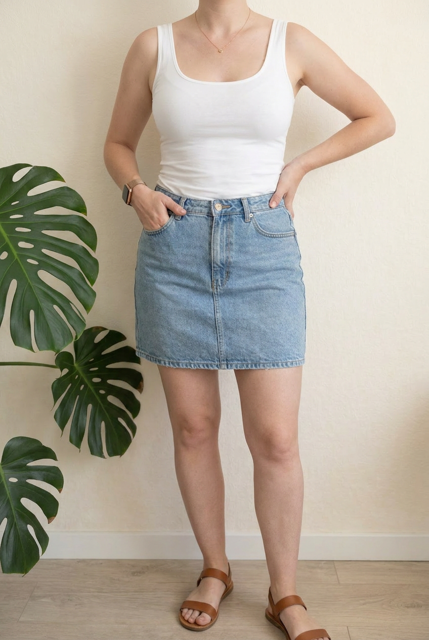 Jupe en jean Bershka - 38 - Bleu clair -