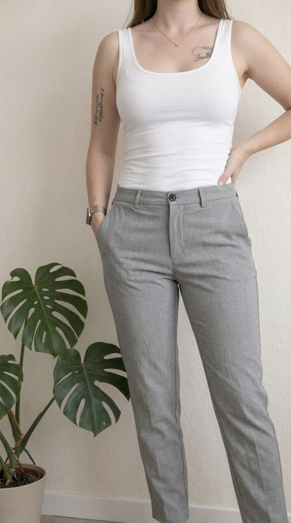 Pantalon chino Zara - 40 - Gris