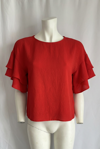 Blouse H&m - 36 - rouge - manches à volants