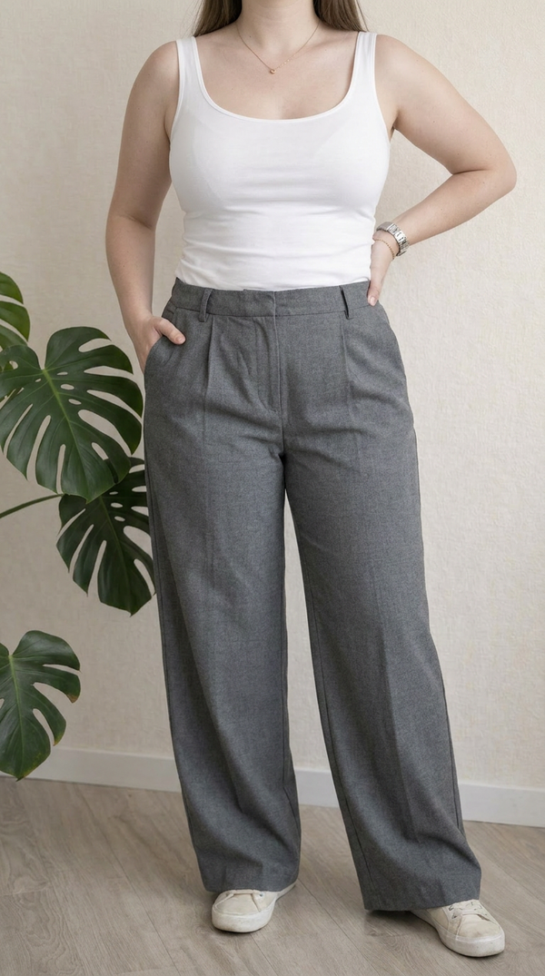 Pantalon large Bershka - 44 - gris