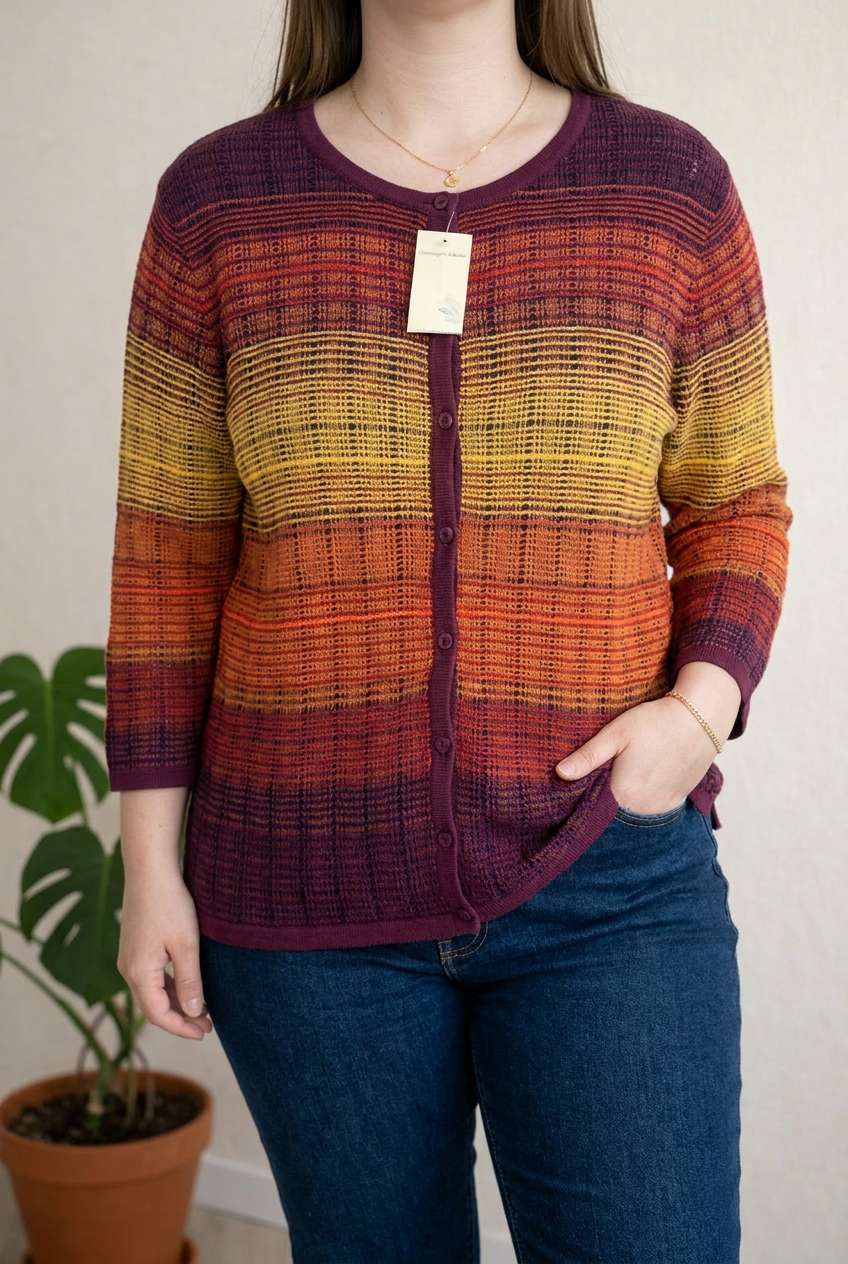 Gilet Christopher & Banks - Xl - Bordeaux Multicolore
