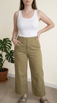 Pantalon large Zara - 40 - Kaki -