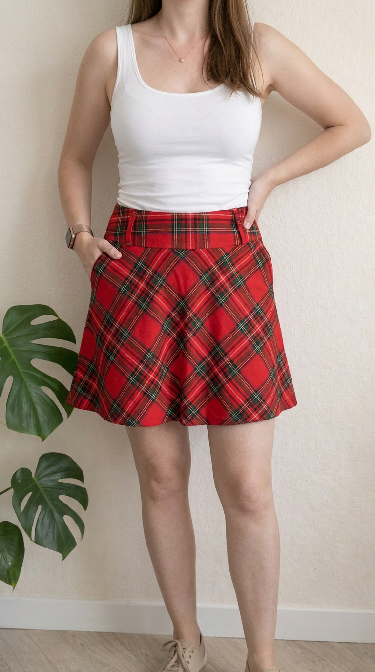 Jupe H&m - 36 - Rouge - Mini Jupe Tartan