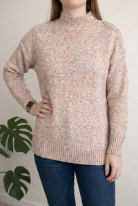 Pull col montant Bonobo boutons épaule - M - rose poudré -