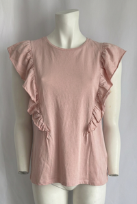 T-shirt sans manches Camaïeu rose à volants - Xl -