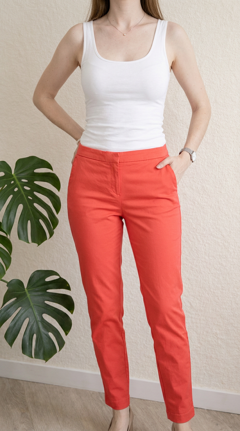 Pantalon 7/8ème Naf Naf - 34 - Corail