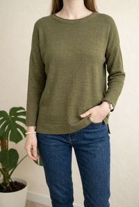 Pull léger Caroll - Xs - Kaki - maille lin et coton