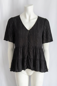 Blouse Promod - M - Noir à rayures dorées