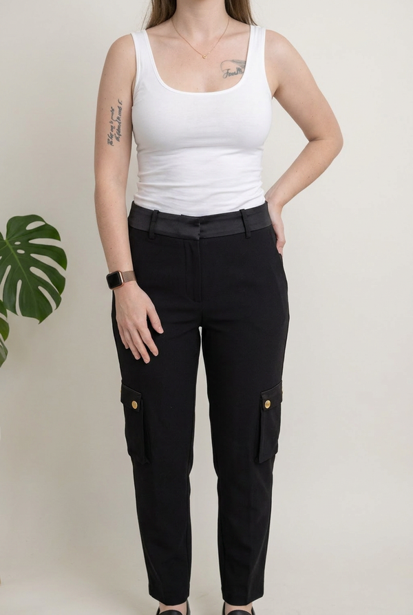 Pantalon noir femme style cargo