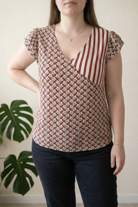 Blouse Christine Laure - 44 - Rouge et Crème -