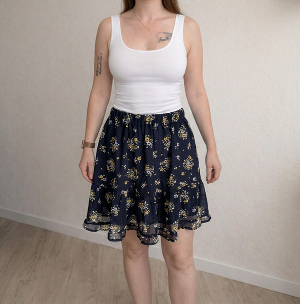 Mini-jupe Bzb - S - Marine - Fleurie