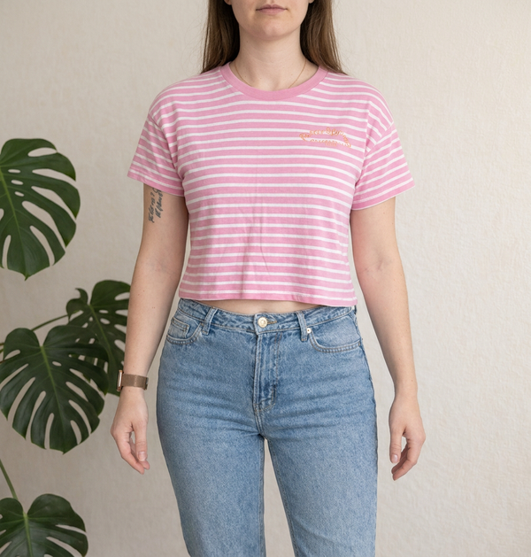 T-shirt Stradivarius - L - Fuchsia Et Blanc -