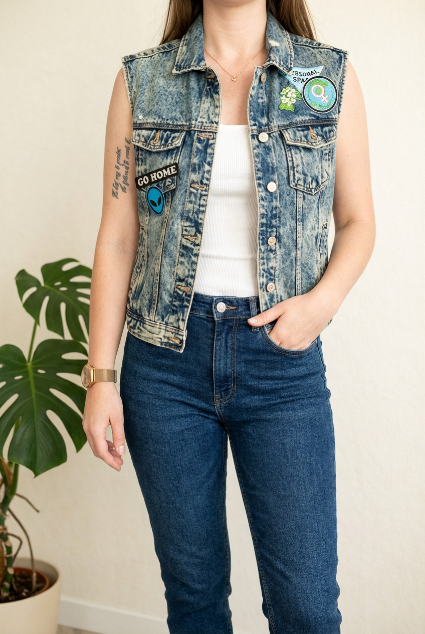 Gilet en jean Mango - Xxs - Bleu