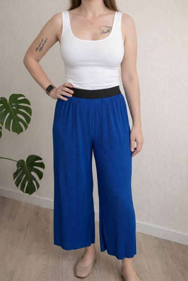 Pantalon plissé Zara - S - Bleu
