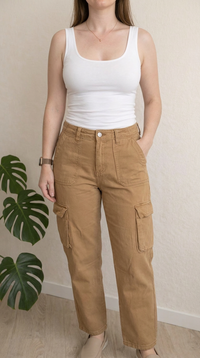 Pantalon cargo Stradivarius - 36 - mmaron/beige