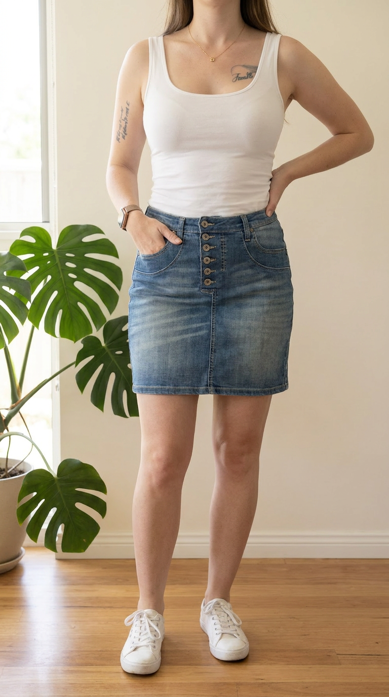 Mini-jupe en jean Please - S - Bleu -