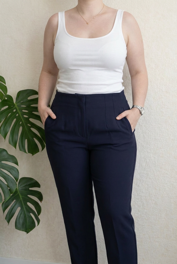 Pantalon tailleur Zara - Xl - Marine -