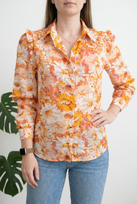Chemise Lovie & Co - M - Orange - Fleurie