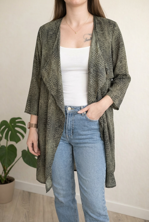Veste légère H&m - 38 - Noir/grise - Motif reptile