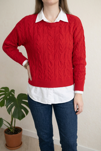 Pull chemise en maille Primark - M - Rouge -