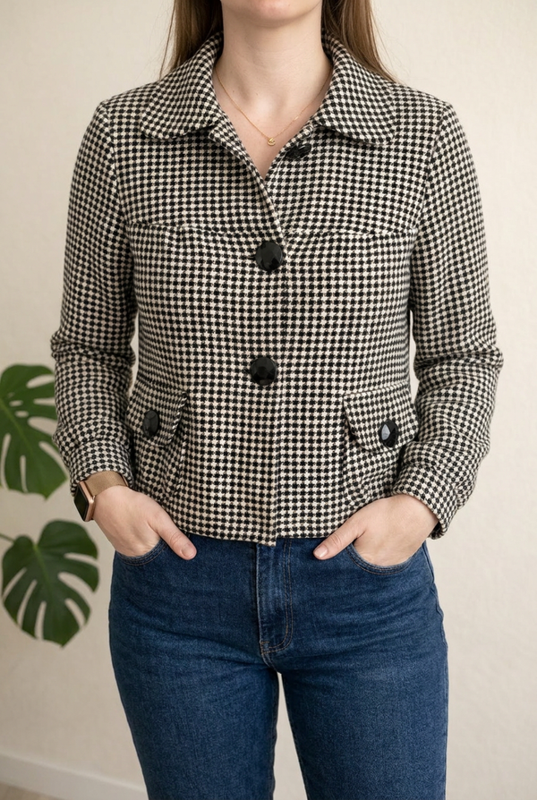 Veste pied-de-poule - 38 - Noir -