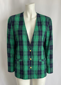Veste Tan Jay - 42 - Vert - Vintage Plaid Boutons Dorés