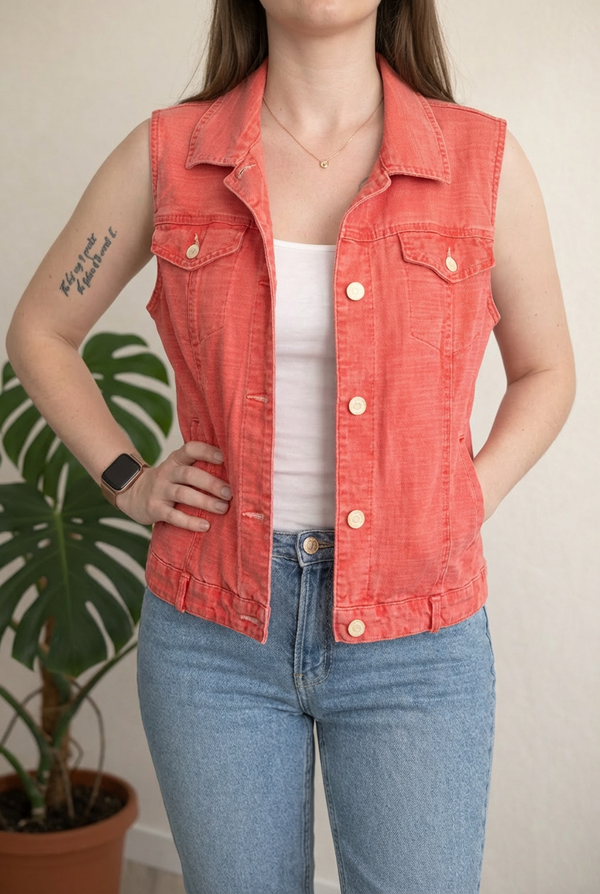Veste sans manches New Man - 40 - corail