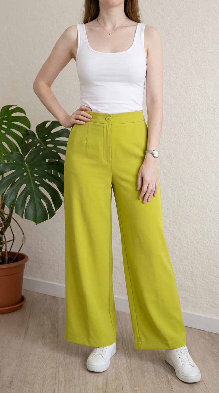 Pantalon large Cache Cache - 34 - Vert lime -