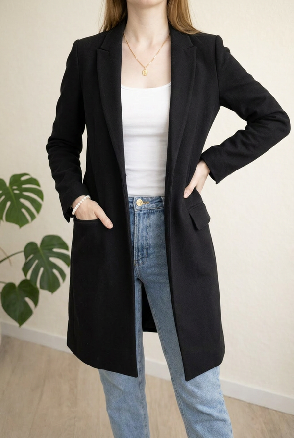 Manteau long Zara - Xs - noir -