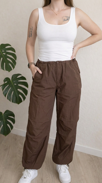 Pantalon parachute Pull&bear - M - Marron -