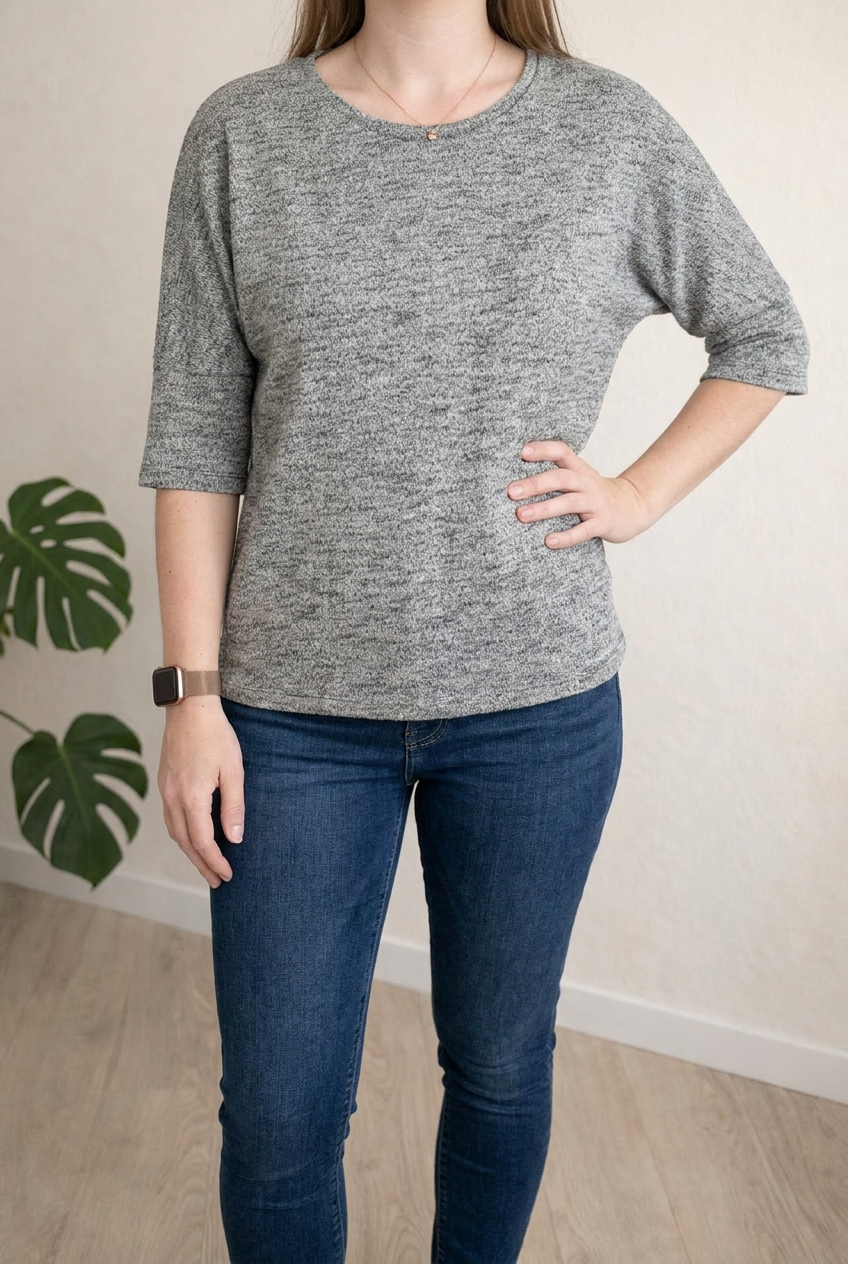 Pull Mango - M - Gris -