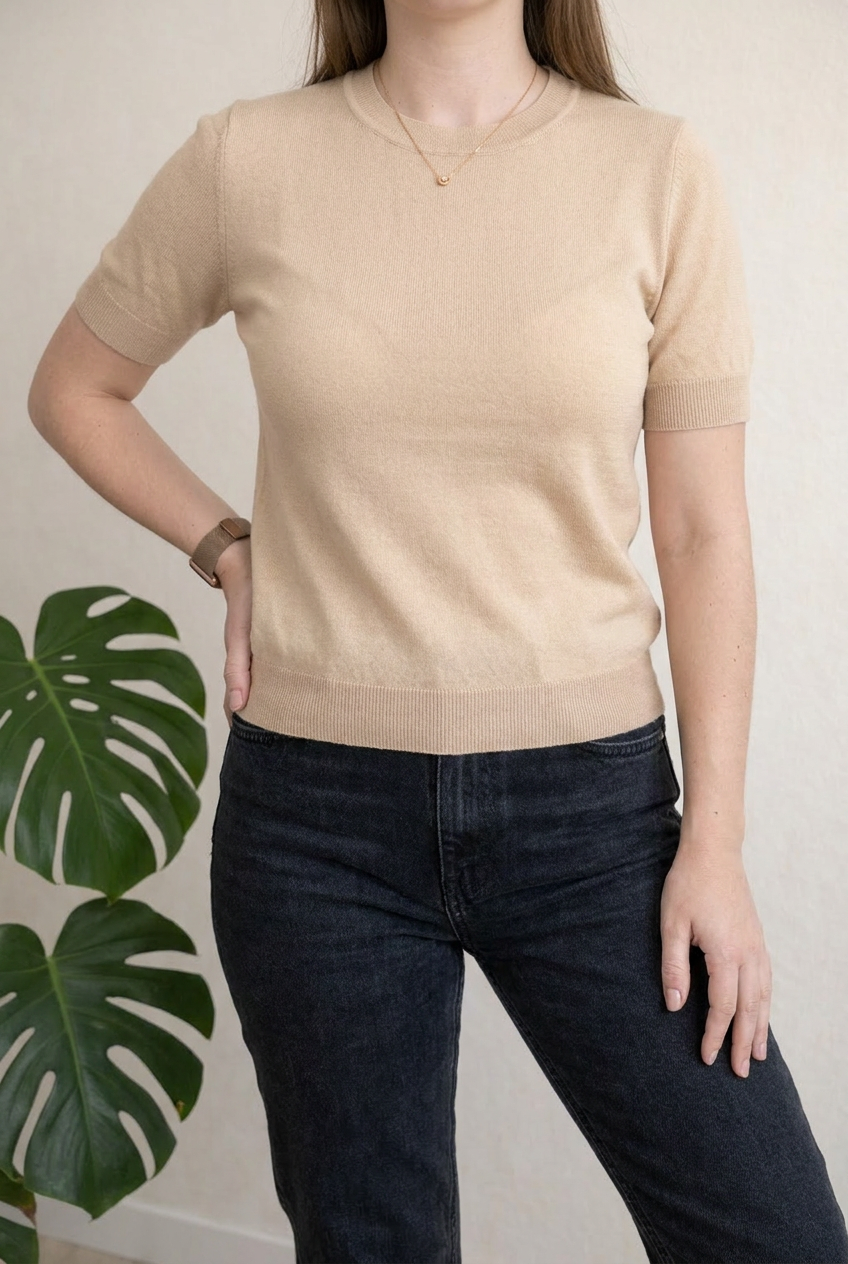Pull manches courtes Zara - S - Crème -