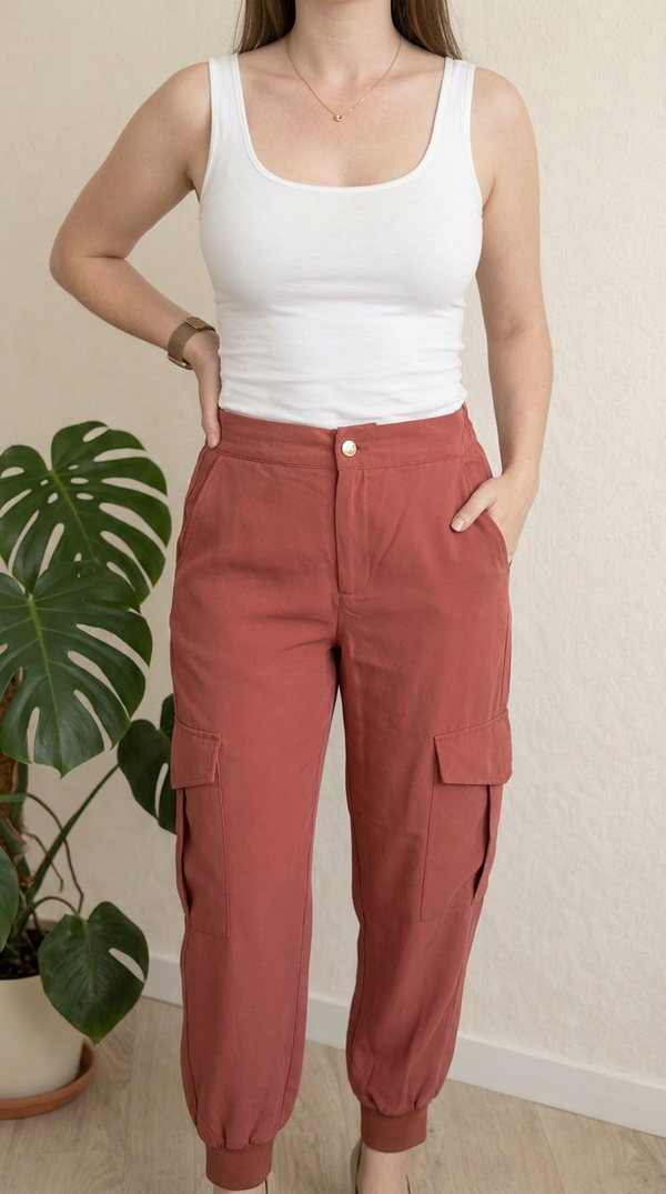 Pantalon cargo Zara - M - Rose -