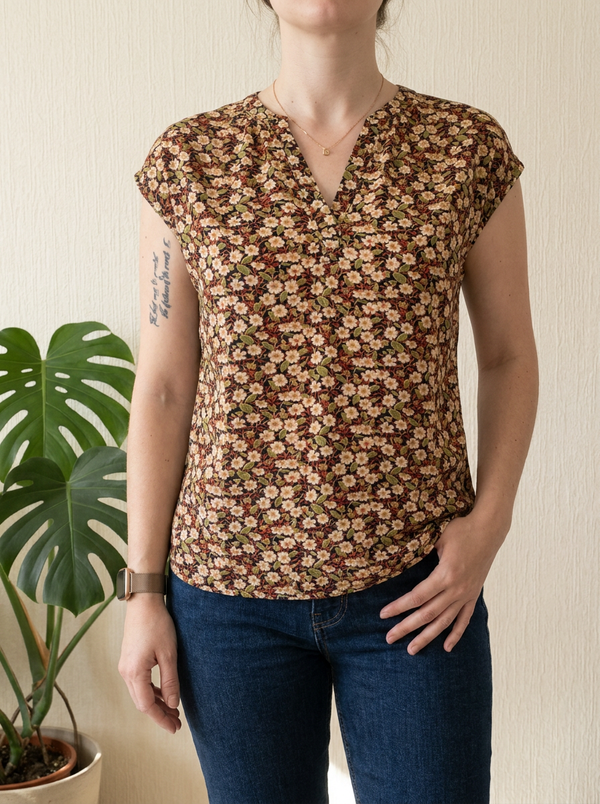 Blouse Esprit - 36 - Noir - Fleurs Multicolores