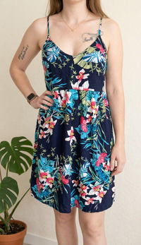 Robe Lilie Rose - M - Marine - Fleurie