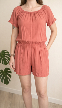 Combishort Stella Bianca - M - Orange/rouge - En Viscose