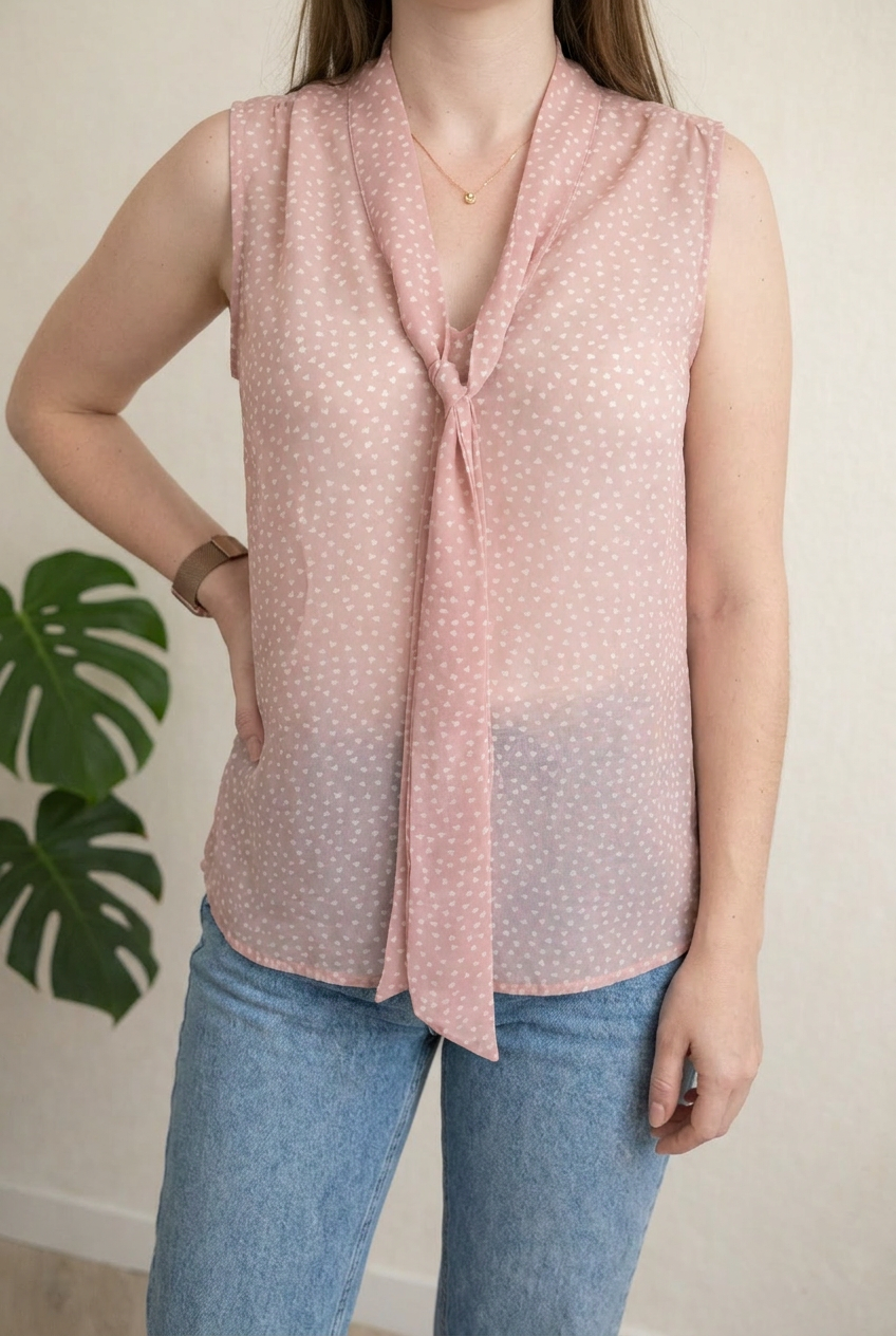 Blouse Etam - 38 - Rose - imprimé cœurs