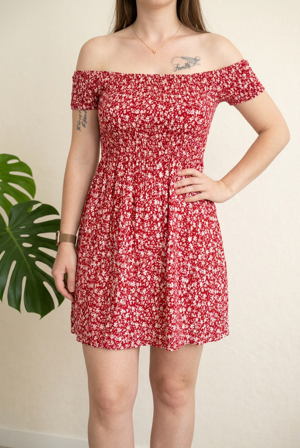 Robe Casual - S - Rouge Et Blanc -