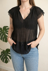 Blouse plissée Mango - M - Noir -