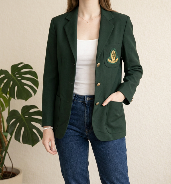 Blazer école Tms laine mélangée - 34 - Vert