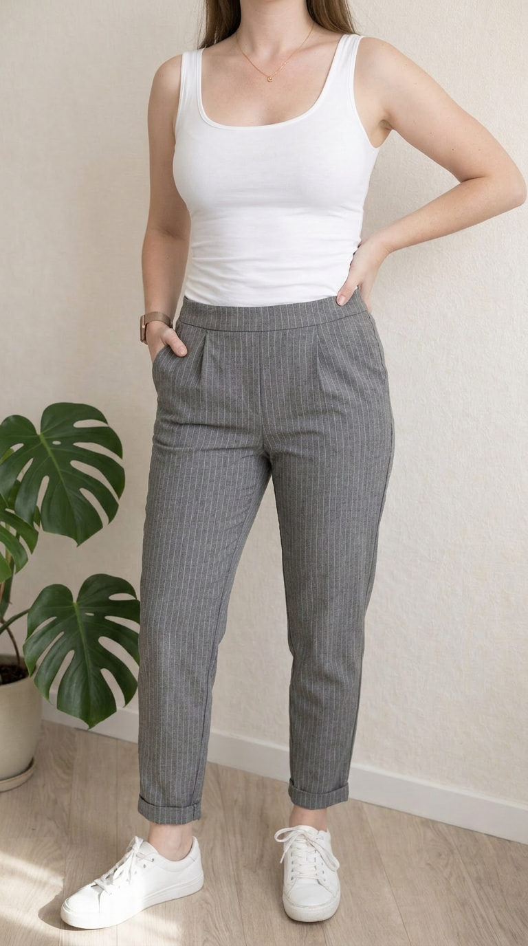 Pantalon carotte Pull & Bear - S - Gris