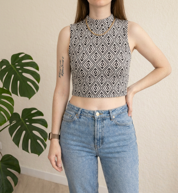 Crop Top Pimkie - Xs - Noir Et Blanc -