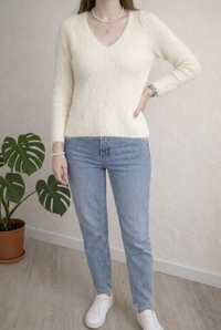 Pull col V Jennyfer - Xs - Blanc -