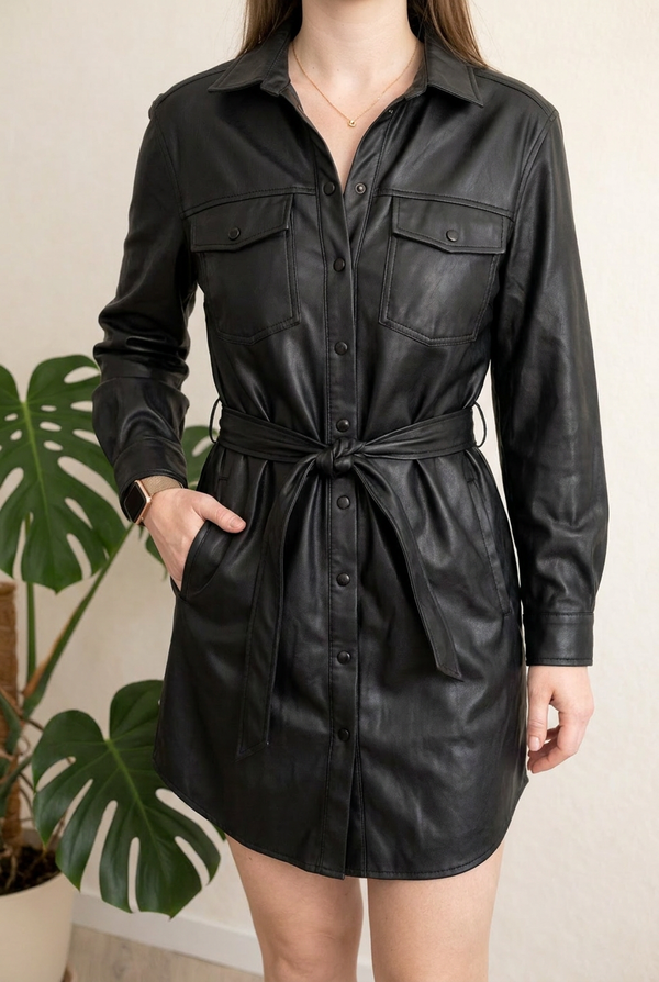 Robe chemise similicuir H&m - S - Noir